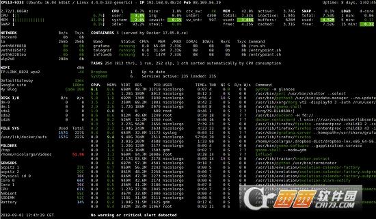 Glances,硬件监控,跨平台.